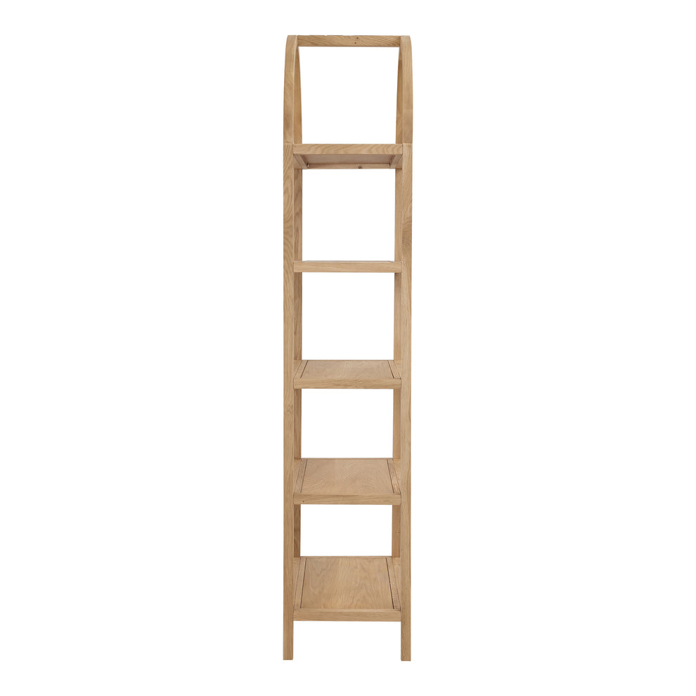 Natural Wood Five Tier Arched Top Bookcase By Homeroots | Bookcases | Modishstore - 3