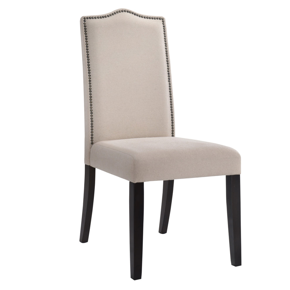 Cream And Espresso Upholstered Linen Dining Parsons Chair By Homeroots | Dining Chairs | Modishstore - 5