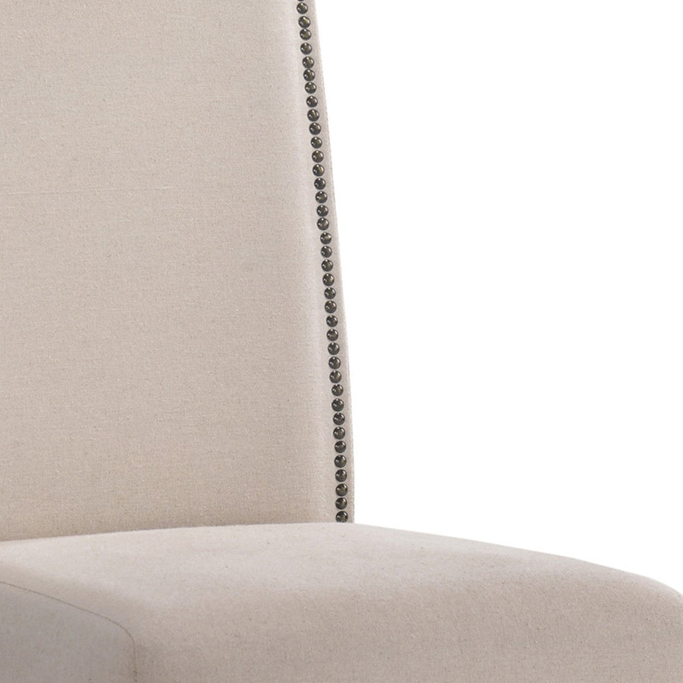 Cream And Espresso Upholstered Linen Dining Parsons Chair By Homeroots | Dining Chairs | Modishstore - 2