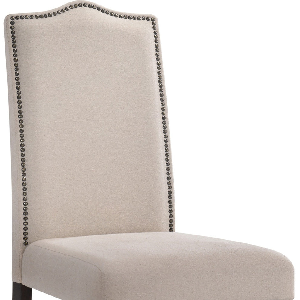 Cream And Espresso Upholstered Linen Dining Parsons Chair By Homeroots | Dining Chairs | Modishstore - 3