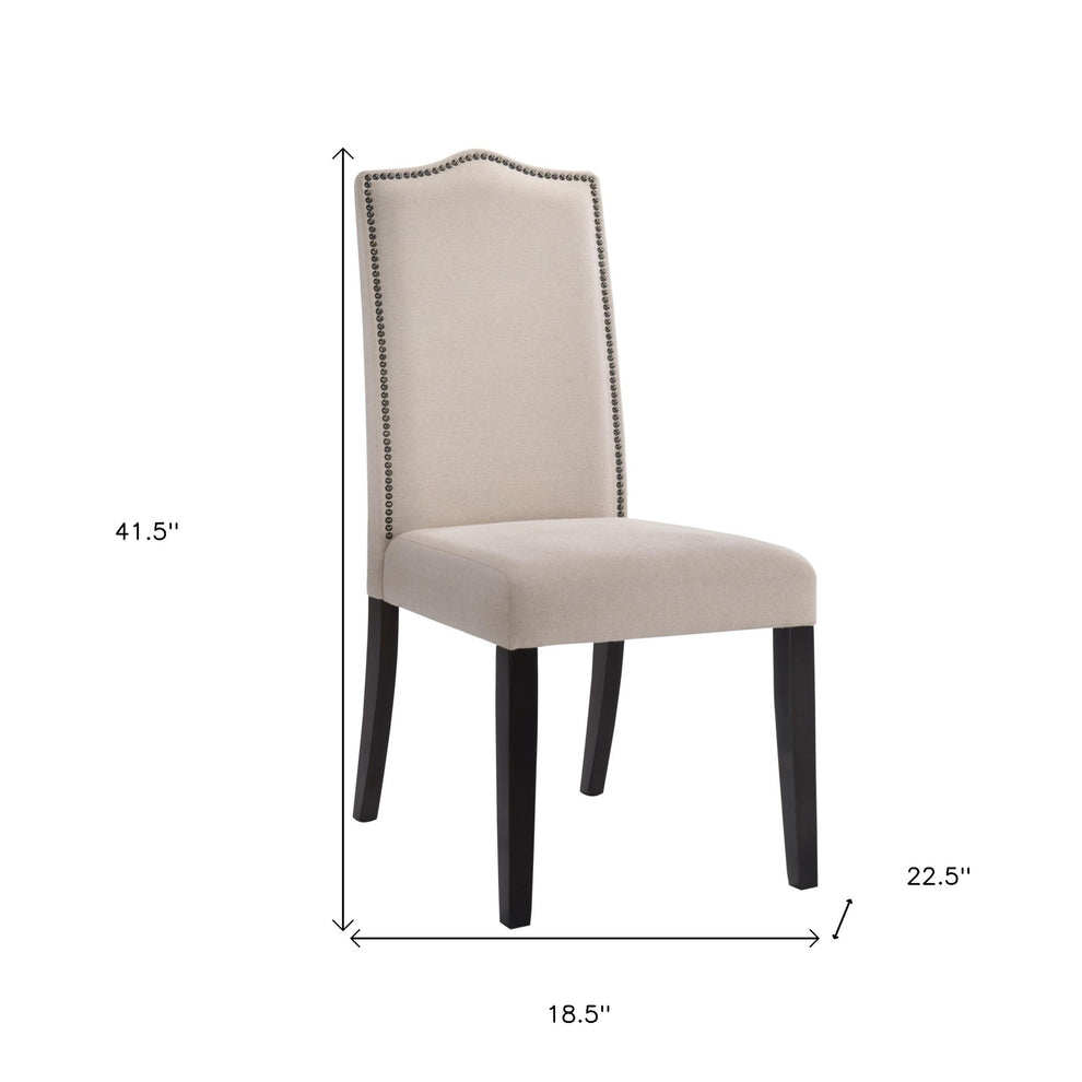 Cream And Espresso Upholstered Linen Dining Parsons Chair By Homeroots | Dining Chairs | Modishstore - 4