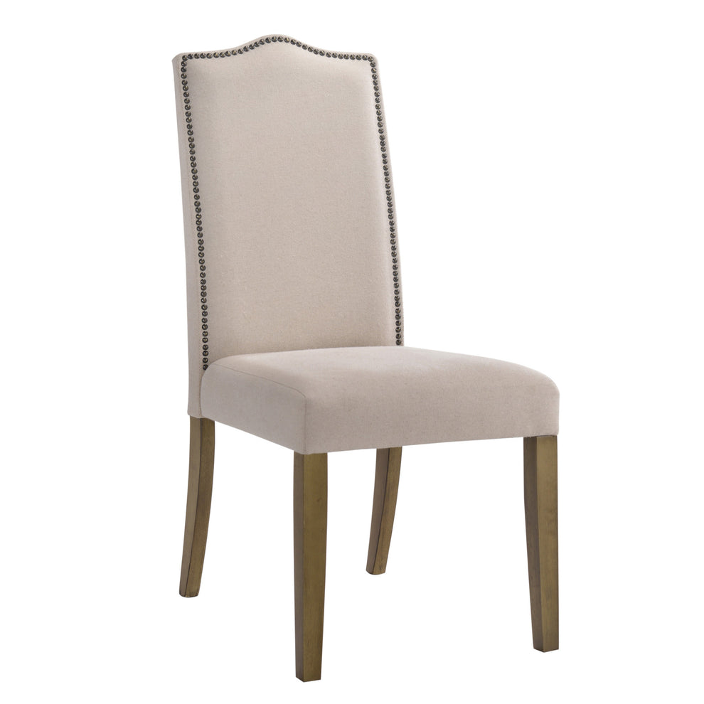 Cream And Brown Upholstered Linen Dining Parsons Chair By Homeroots | Dining Chairs | Modishstore - 5
