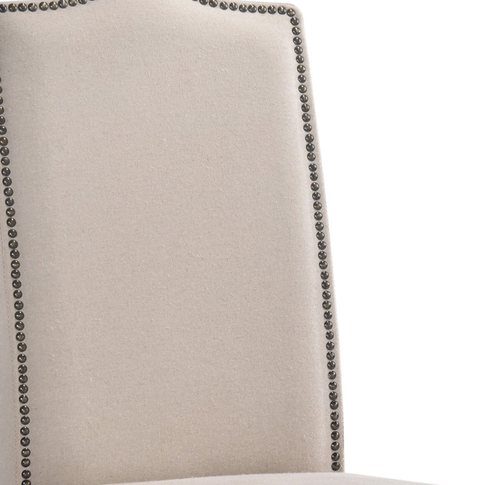 Cream And Brown Upholstered Linen Dining Parsons Chair By Homeroots | Dining Chairs | Modishstore - 2