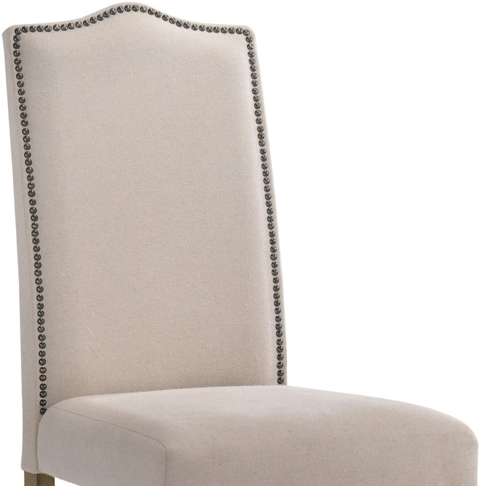 Cream And Brown Upholstered Linen Dining Parsons Chair By Homeroots | Dining Chairs | Modishstore - 3