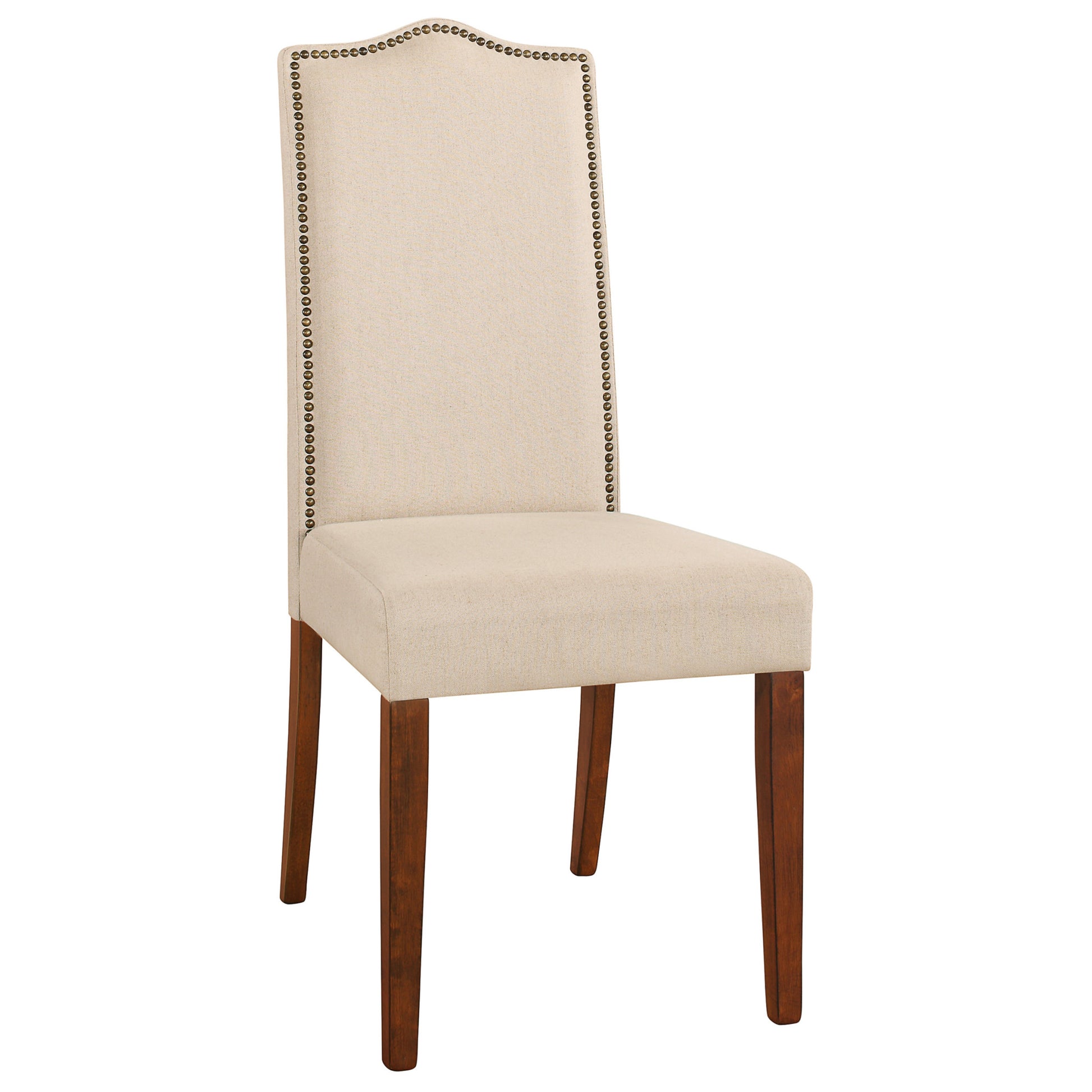 Cream And Chestnut Upholstered Linen Dining Parsons Chair By Homeroots | Dining Chairs | Modishstore - 5