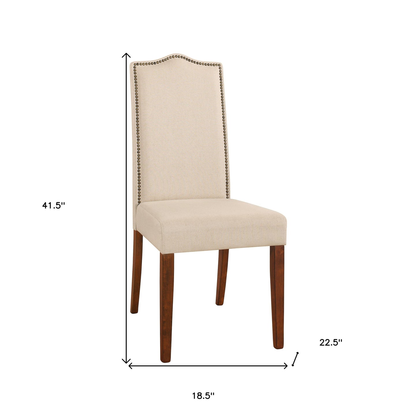 Cream And Chestnut Upholstered Linen Dining Parsons Chair By Homeroots | Dining Chairs | Modishstore - 4