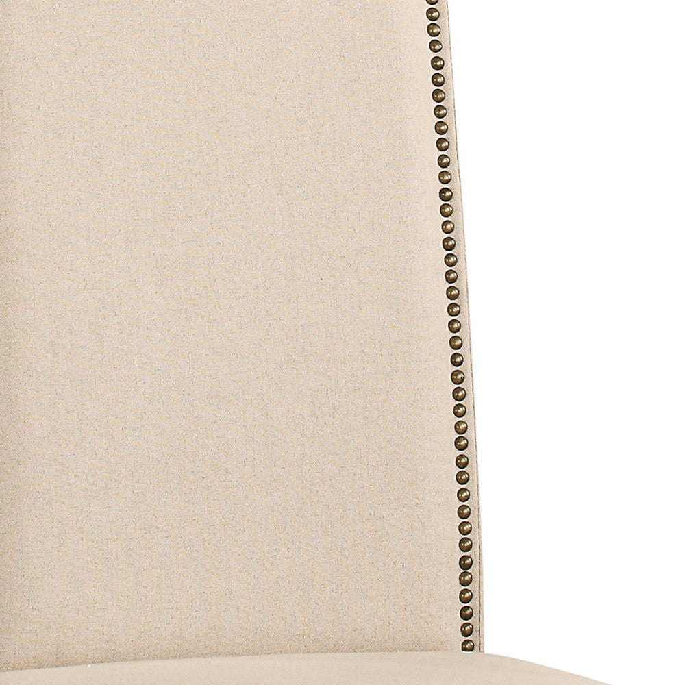 Cream And Chestnut Upholstered Linen Dining Parsons Chair By Homeroots | Dining Chairs | Modishstore - 2