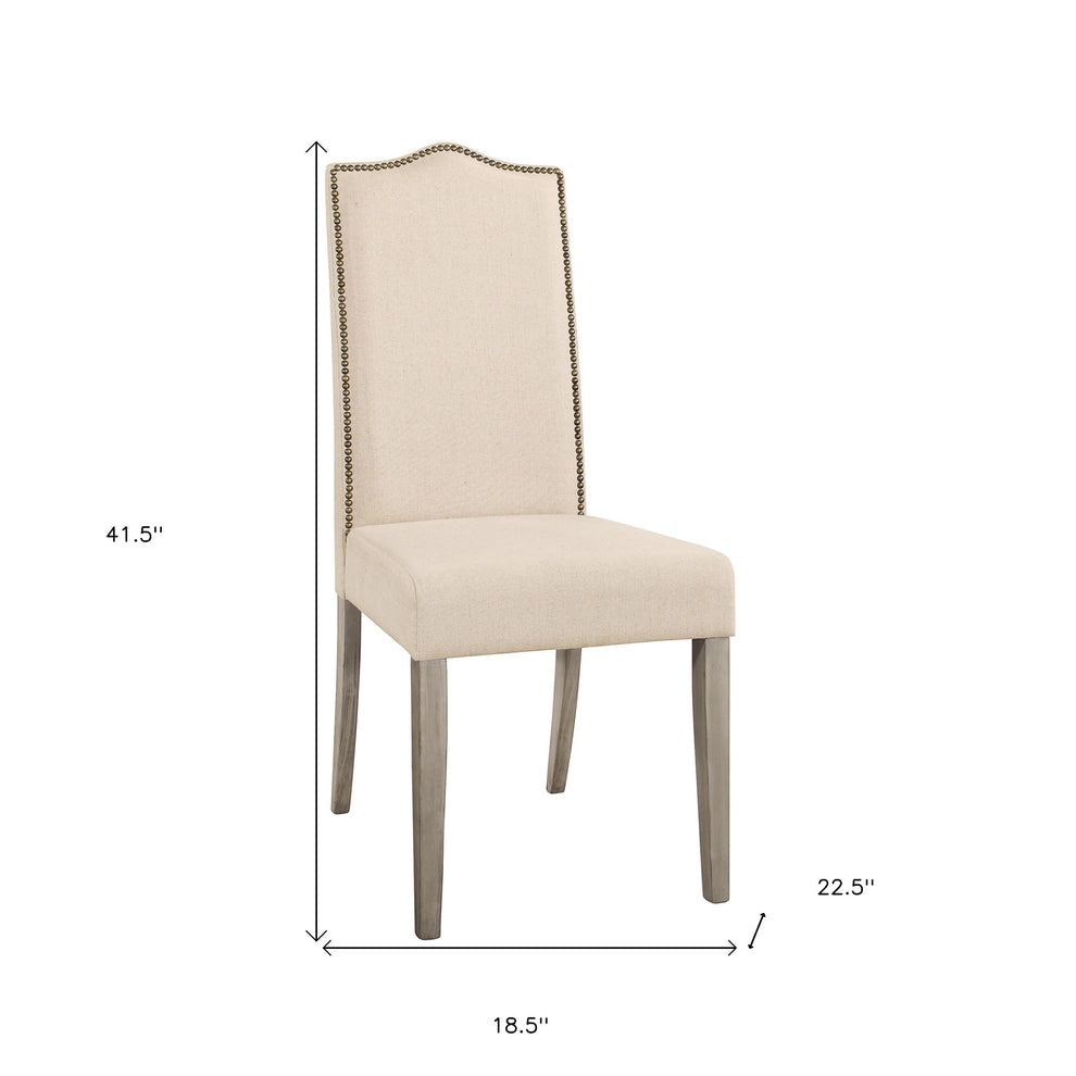 Cream And Gray Upholstered Linen Dining Parsons Chair By Homeroots | Dining Chairs | Modishstore - 5