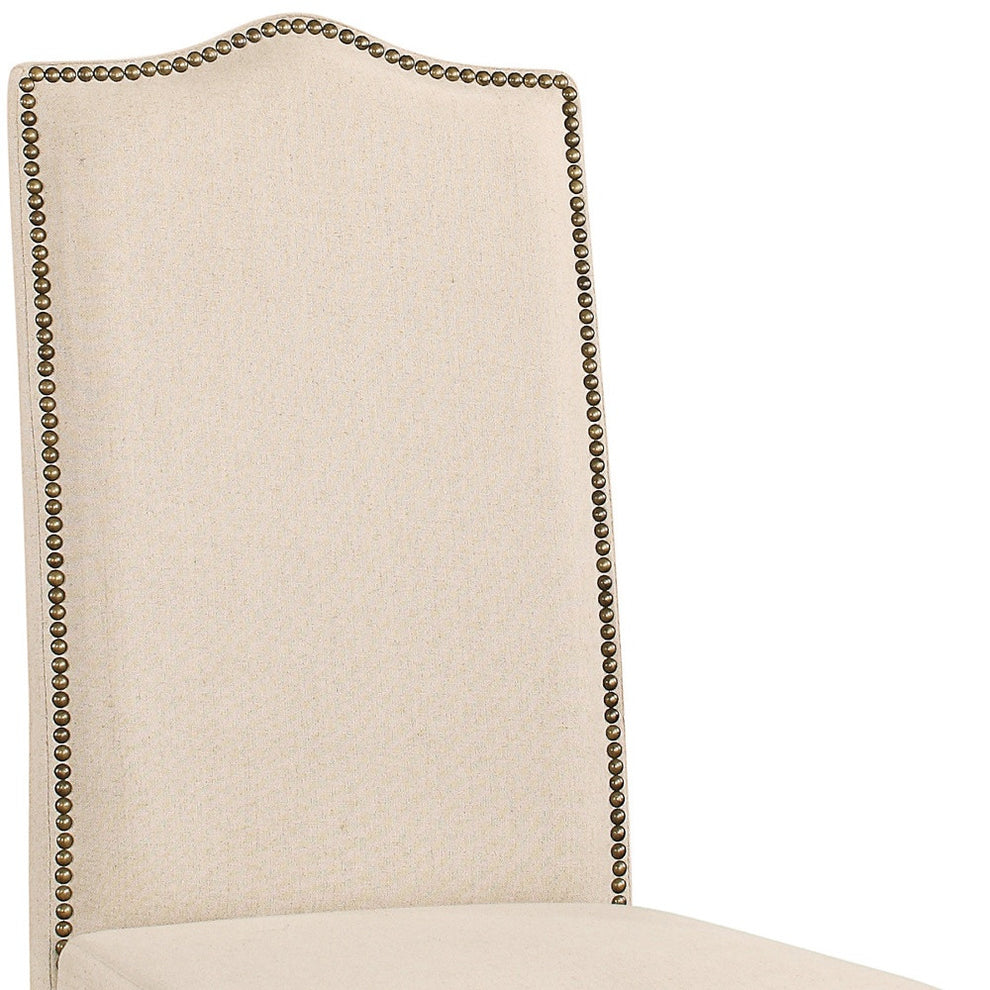 Cream And Gray Upholstered Linen Dining Parsons Chair By Homeroots | Dining Chairs | Modishstore - 4