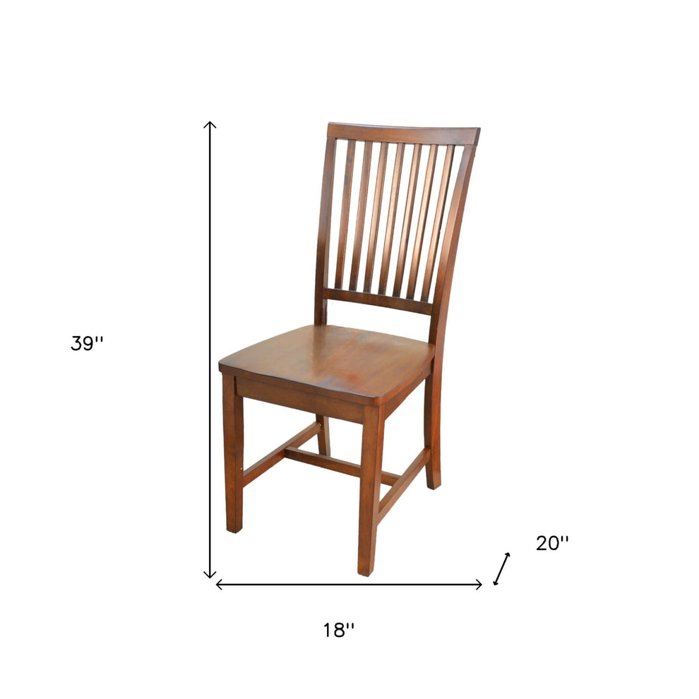 Chestnut Wood Slat Back Dining Side Chair By Homeroots | Dining Chairs | Modishstore - 5
