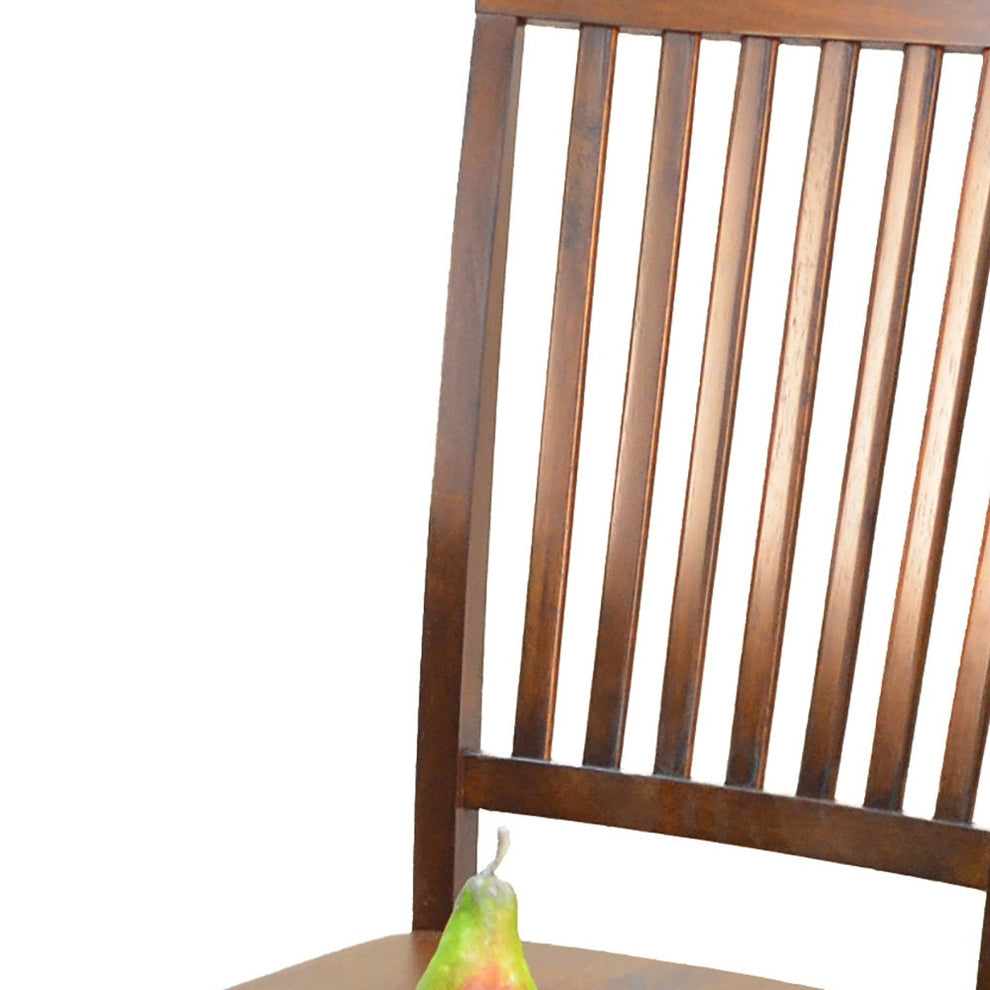 Chestnut Wood Slat Back Dining Side Chair By Homeroots | Dining Chairs | Modishstore - 3