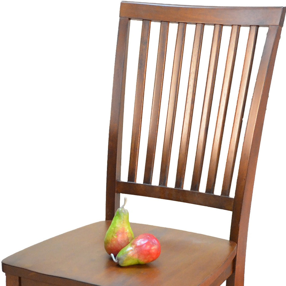 Chestnut Wood Slat Back Dining Side Chair By Homeroots | Dining Chairs | Modishstore - 4