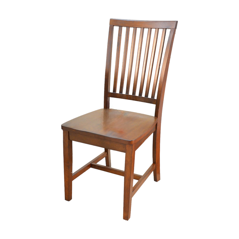 Chestnut Wood Slat Back Dining Side Chair By Homeroots | Dining Chairs | Modishstore - 2