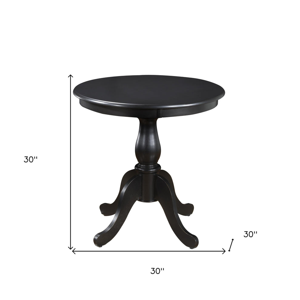 Black Rounded Solid Manufactured Wood And Solid Wood Pedestal Base Dining Table By Homeroots | Dining Tables | Modishstore - 5