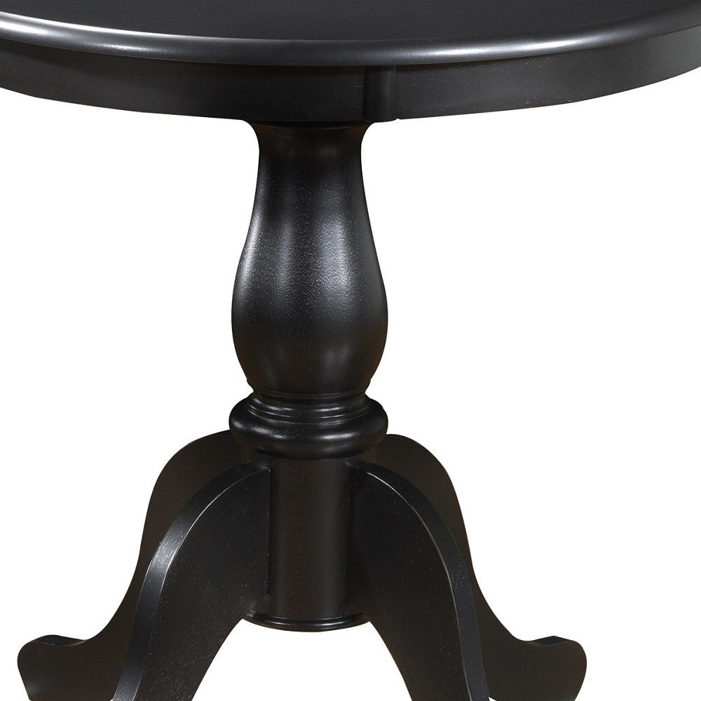 Black Rounded Solid Manufactured Wood And Solid Wood Pedestal Base Dining Table By Homeroots | Dining Tables | Modishstore - 3