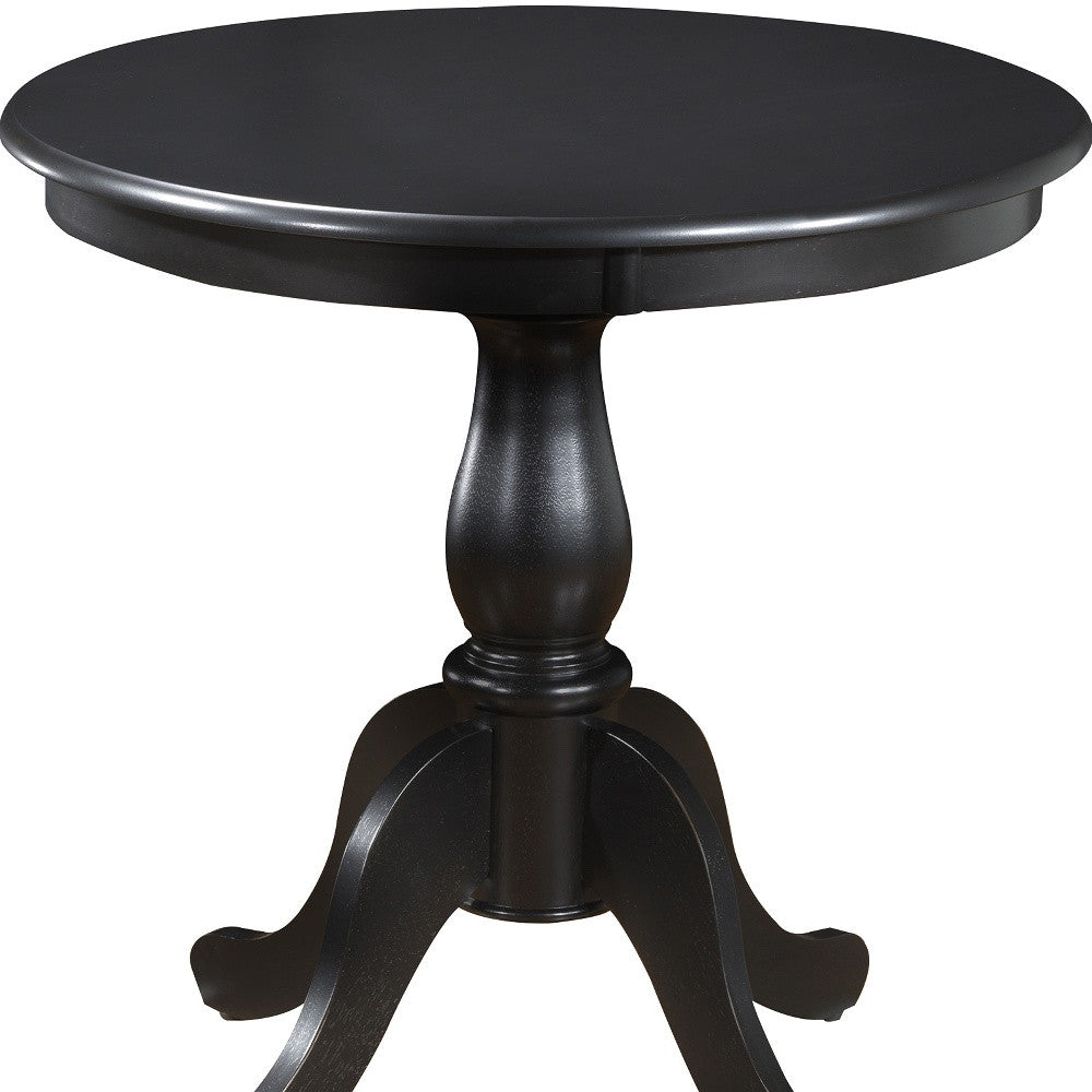 Black Rounded Solid Manufactured Wood And Solid Wood Pedestal Base Dining Table By Homeroots | Dining Tables | Modishstore - 4