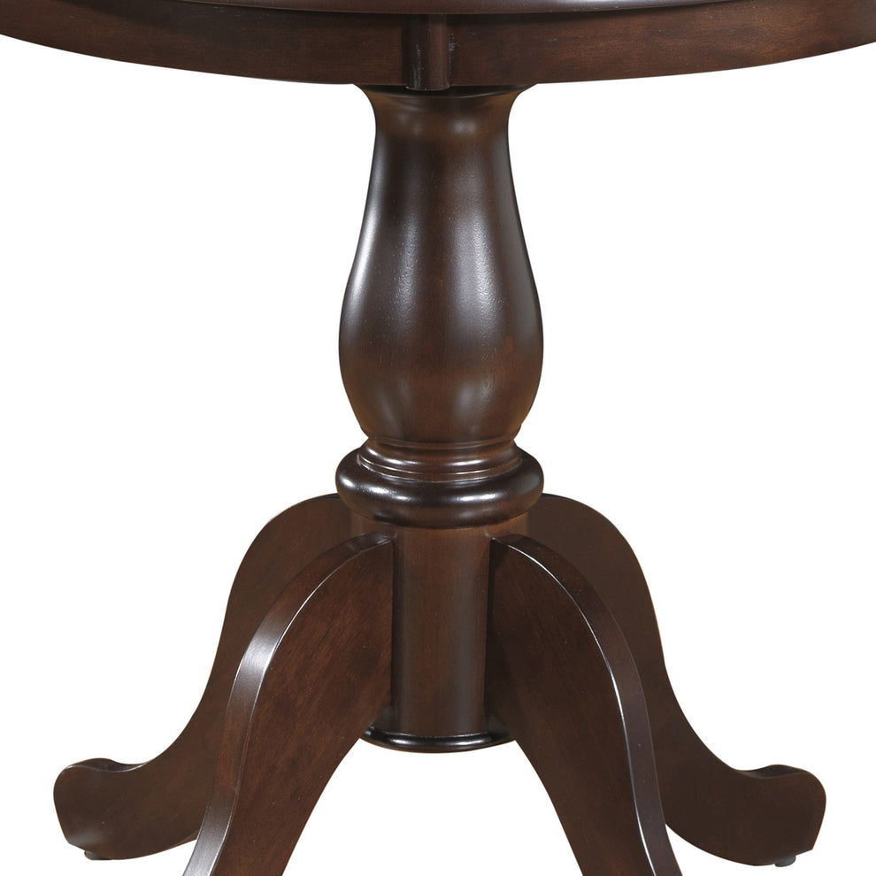 Espresso Rounded Solid Manufactured Wood And Solid Wood Pedestal Base Dining Table By Homeroots | Dining Tables | Modishstore - 3