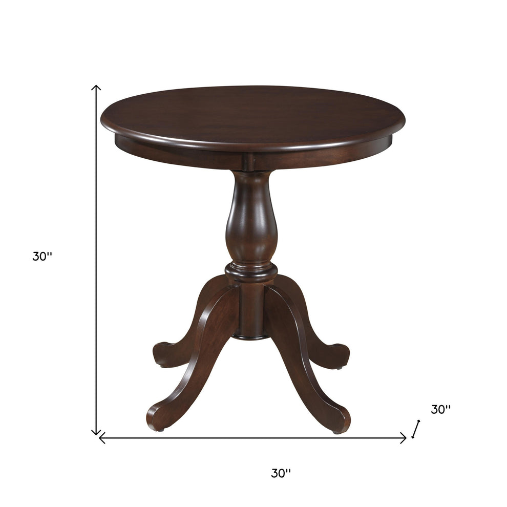 Espresso Rounded Solid Manufactured Wood And Solid Wood Pedestal Base Dining Table By Homeroots | Dining Tables | Modishstore - 5