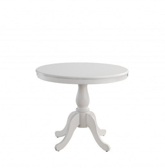 White Rounded Solid Manufactured Wood And Solid Wood Pedestal Base Dining Table By Homeroots | Dining Tables | Modishstore - 1