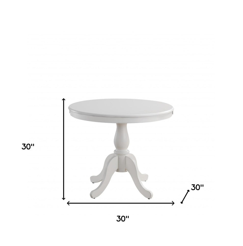 White Rounded Solid Manufactured Wood And Solid Wood Pedestal Base Dining Table By Homeroots | Dining Tables | Modishstore - 5