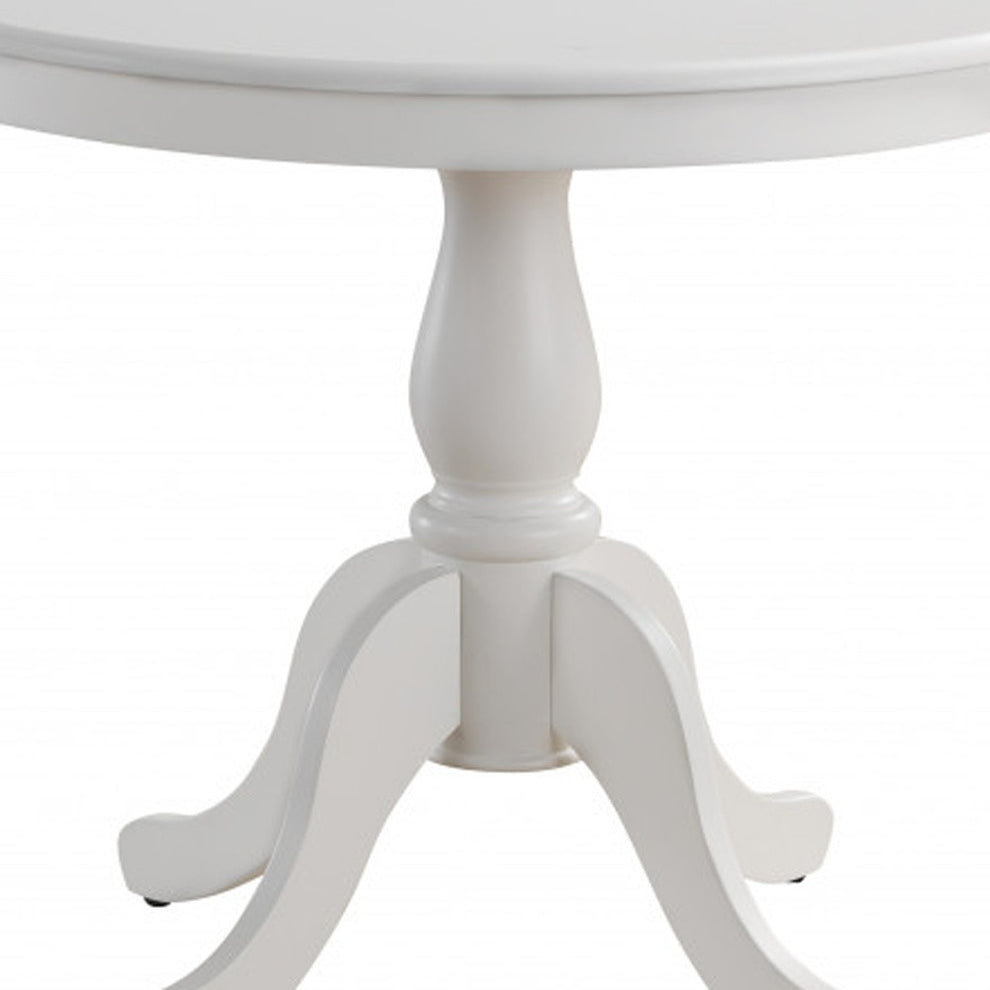 White Rounded Solid Manufactured Wood And Solid Wood Pedestal Base Dining Table By Homeroots | Dining Tables | Modishstore - 3