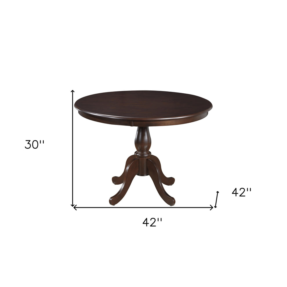 Espresso Rounded Solid Manufactured Wood Pedestal Base Dining Table By Homeroots | Dining Tables | Modishstore - 5