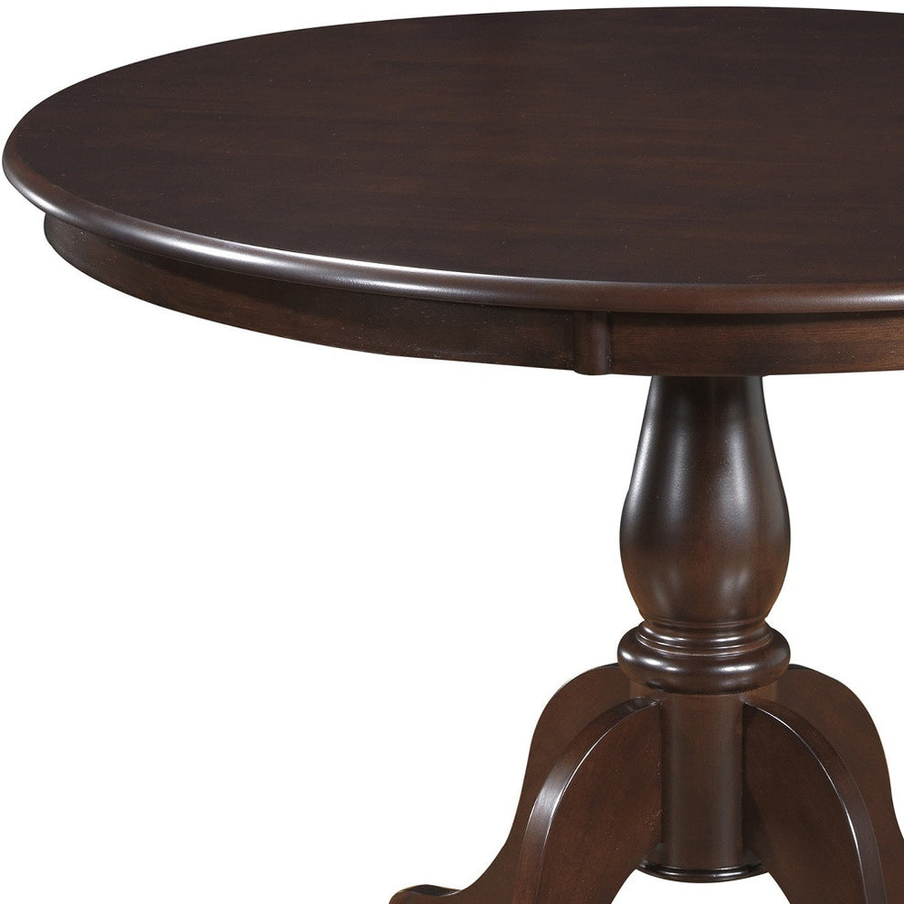 Espresso Rounded Solid Manufactured Wood Pedestal Base Dining Table By Homeroots | Dining Tables | Modishstore - 3