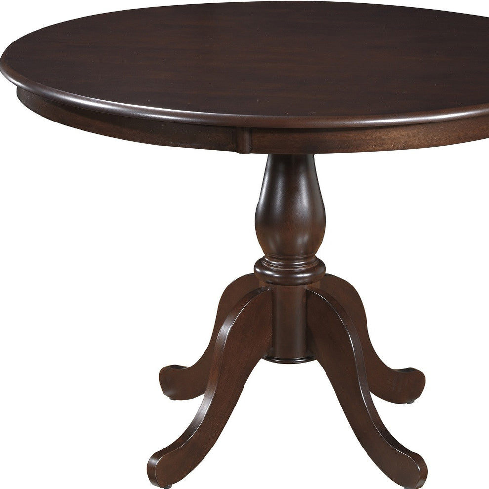 Espresso Rounded Solid Manufactured Wood Pedestal Base Dining Table By Homeroots | Dining Tables | Modishstore - 4