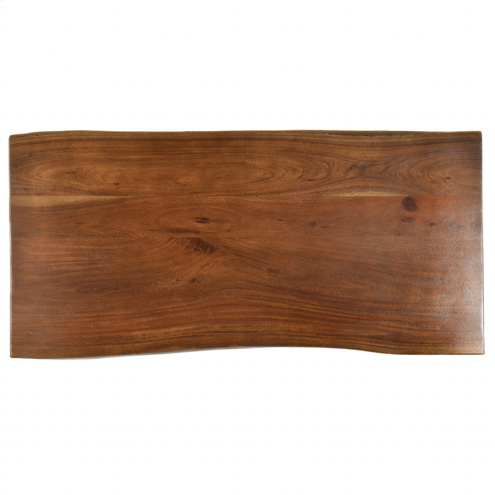 Brown And Gold Solid Wood And Iron Dining Table By Homeroots | Dining Tables | Modishstore - 3