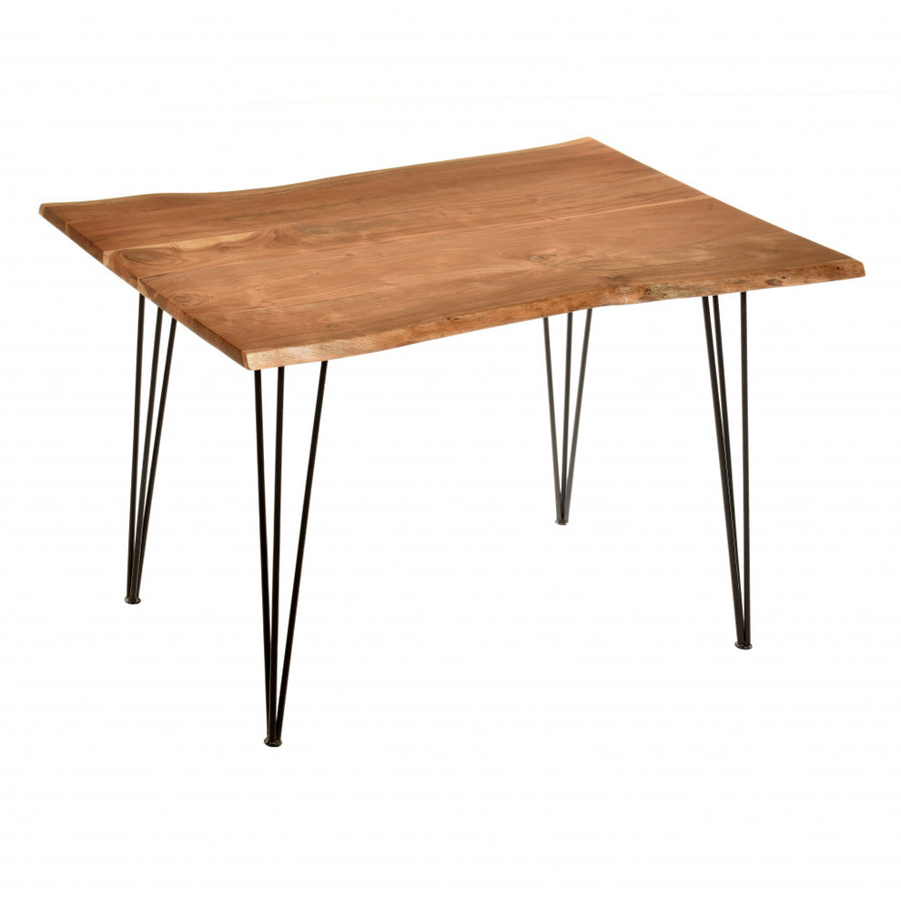 Brown And Black Solid Wood And Iron Dining Table By Homeroots | Dining Tables | Modishstore - 3