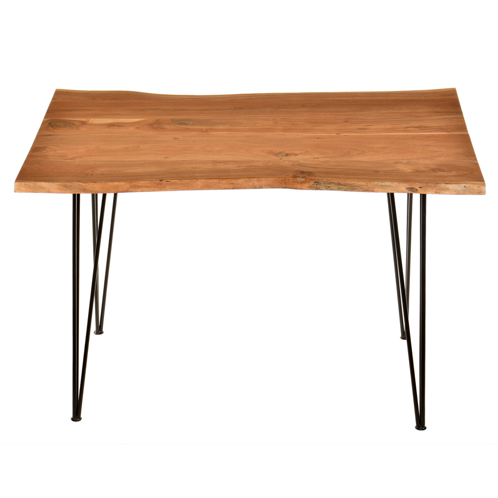 Brown And Black Solid Wood And Iron Dining Table By Homeroots | Dining Tables | Modishstore - 2
