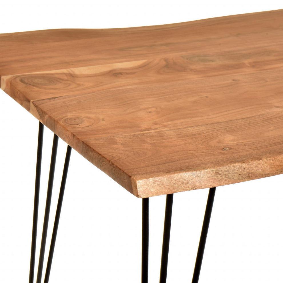Brown And Black Solid Wood And Iron Dining Table By Homeroots | Dining Tables | Modishstore - 5