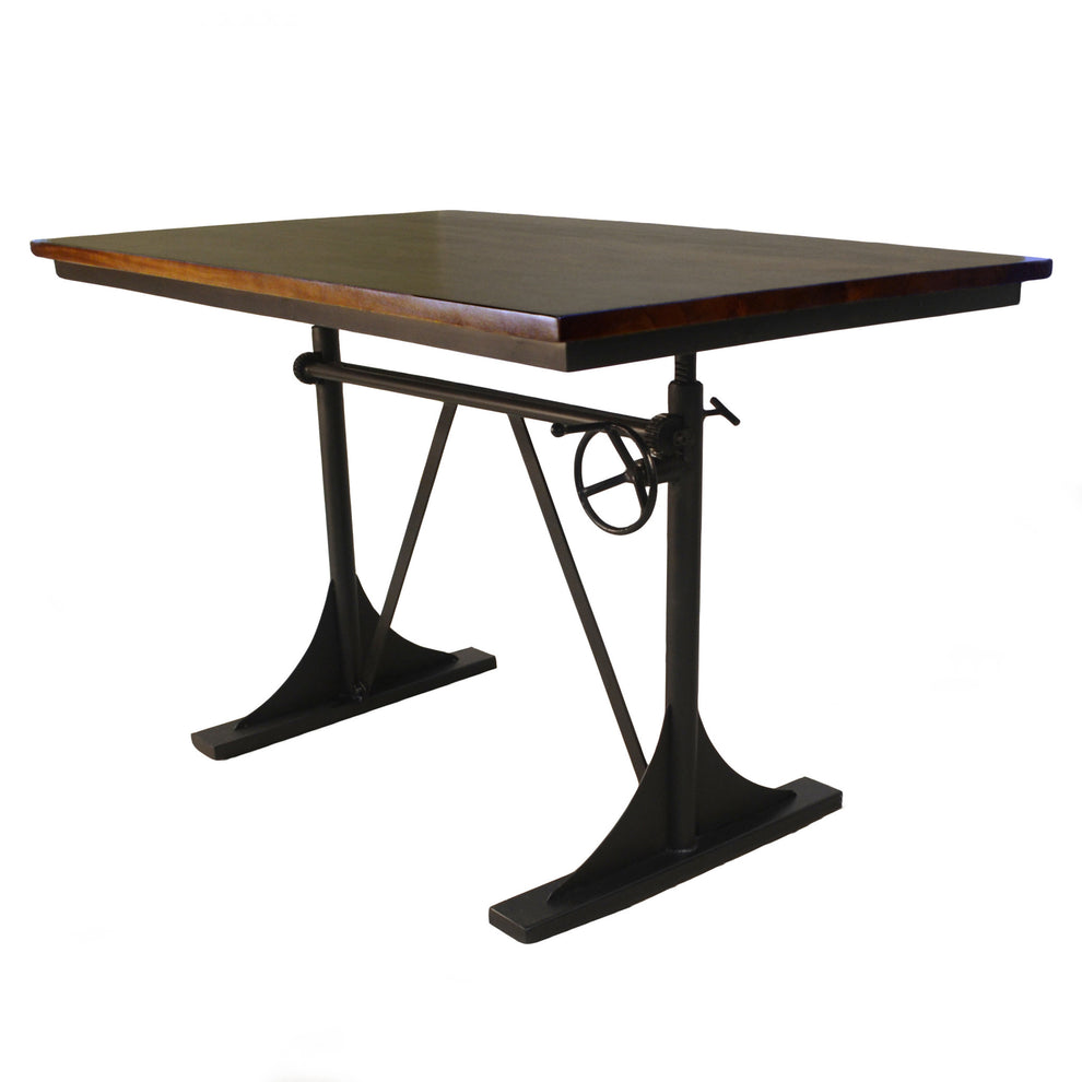 Brown And Black Solid Wood And Iron Trestle Base Dining Table By Homeroots | Dining Tables | Modishstore - 4