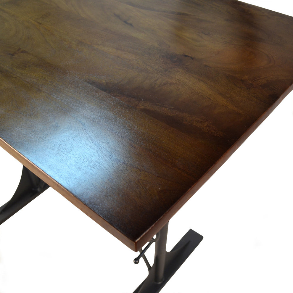 Brown And Black Solid Wood And Iron Trestle Base Dining Table By Homeroots | Dining Tables | Modishstore - 5