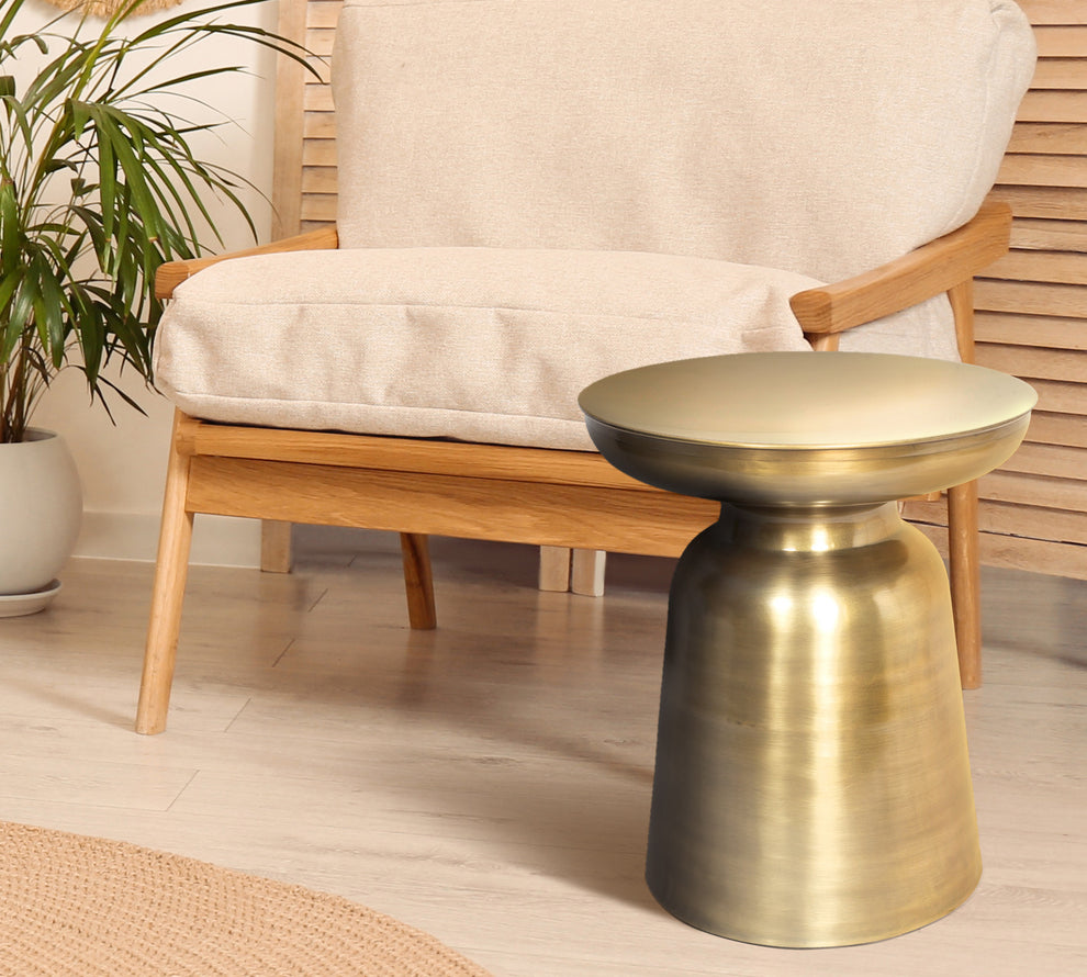 Gold Iron Round End Table By Homeroots | End Tables | Modishstore - 6