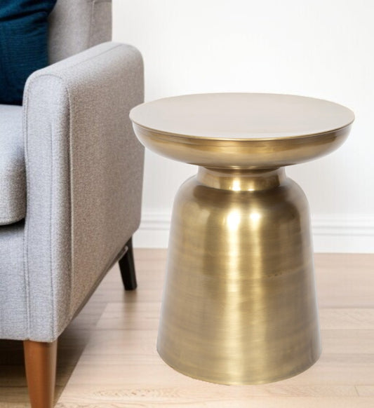 Gold Iron Round End Table By Homeroots | End Tables | Modishstore - 1