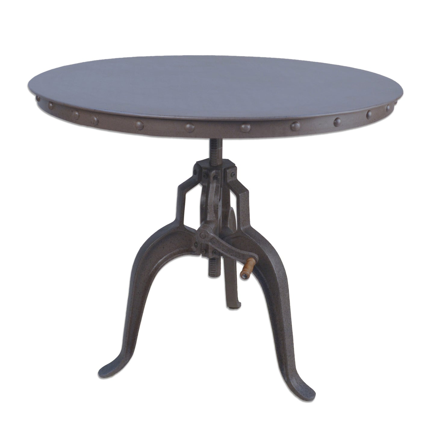 Industrial Gray Adjustable Crank Round Top Dining Table. By Homeroots | Dining Tables | Modishstore - 1