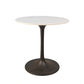 White And Black Rounded Marble And Iron Pedestal Base Dining Table By Homeroots | Dining Tables | Modishstore - 2