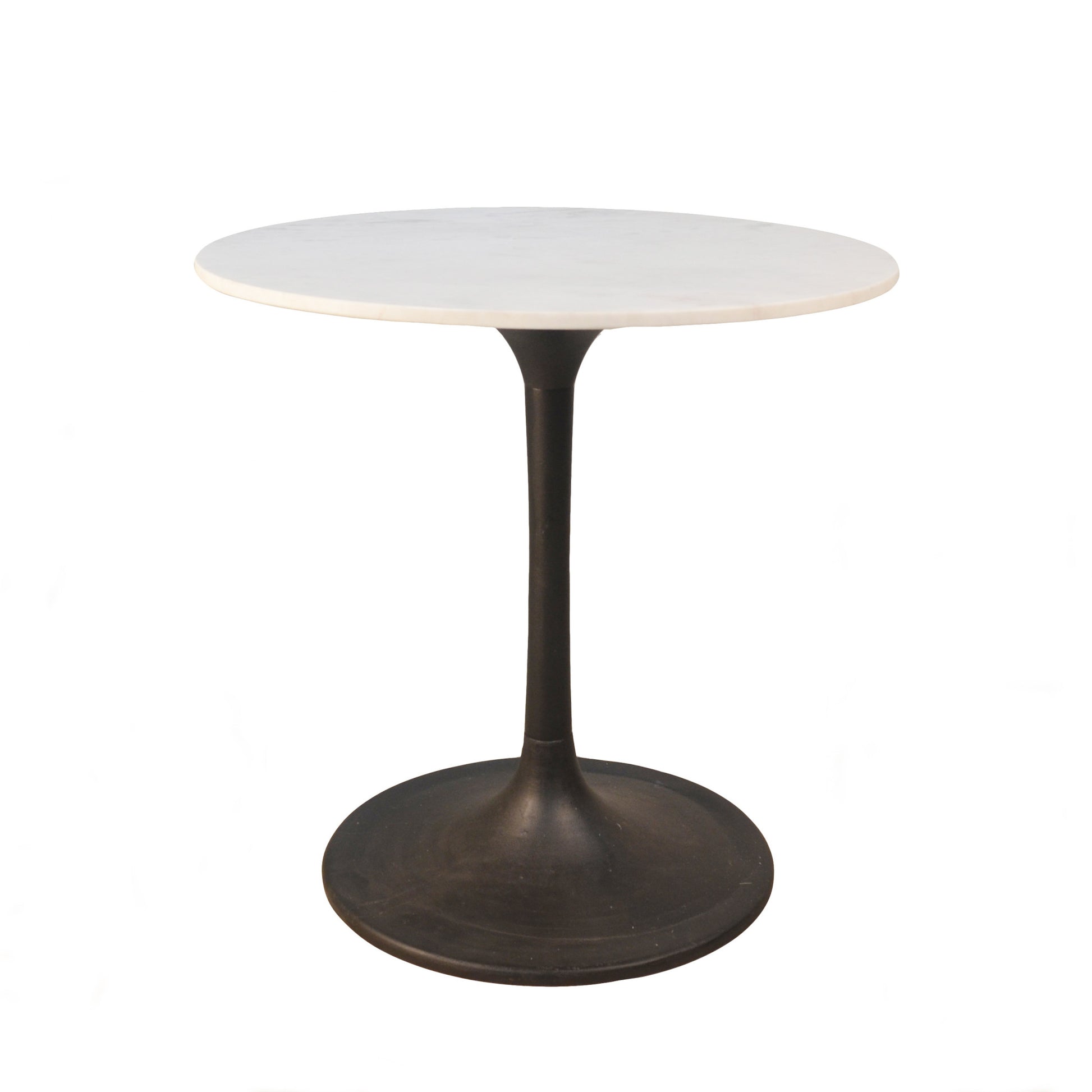 White And Black Rounded Marble And Iron Pedestal Base Dining Table By Homeroots | Dining Tables | Modishstore - 2