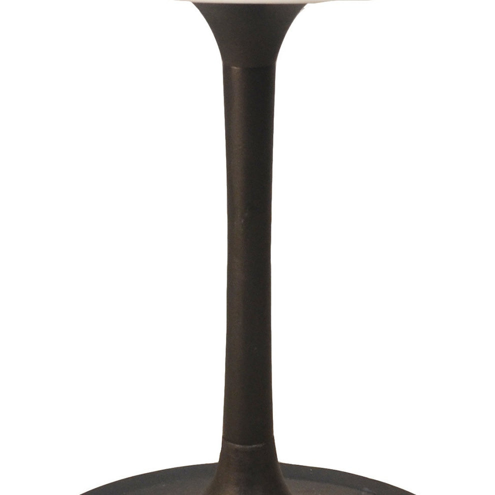 White And Black Rounded Marble And Iron Pedestal Base Dining Table By Homeroots | Dining Tables | Modishstore - 3