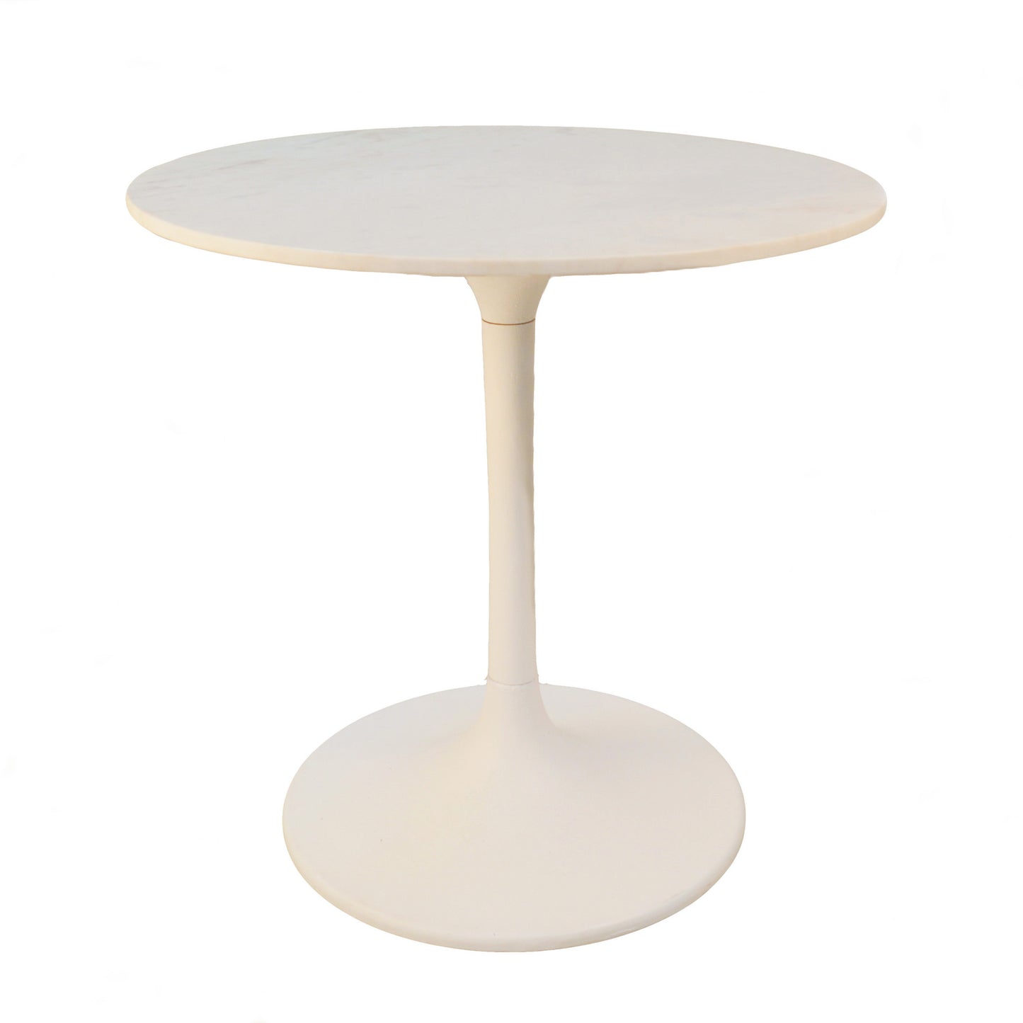 White Rounded Marble And Iron Pedestal Base Dining Table By Homeroots | Dining Tables | Modishstore - 2