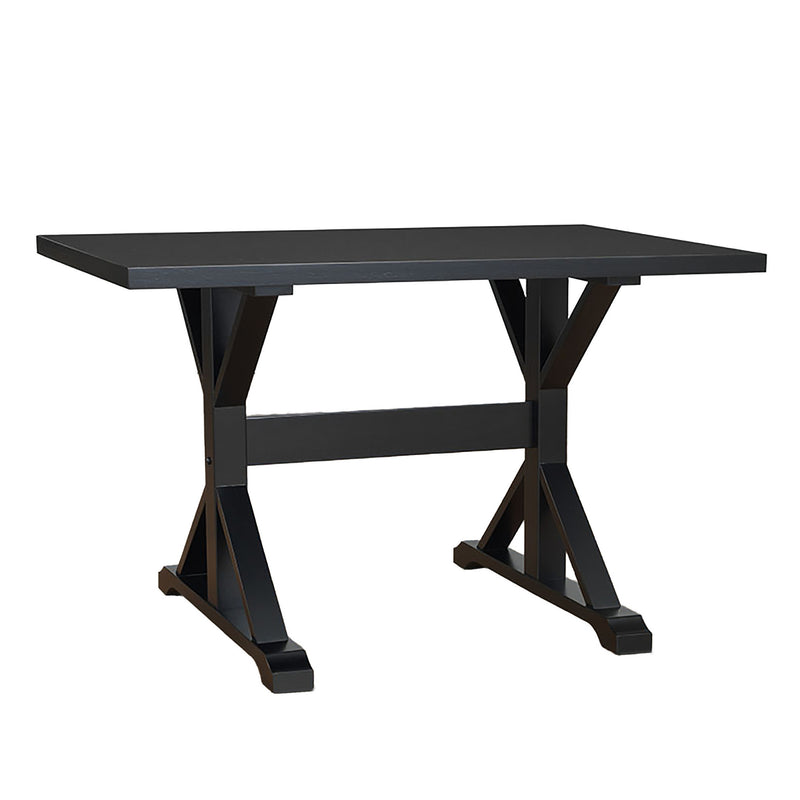 Black Solid Wood Trestle Base Dining Table By Homeroots | Dining Tables | Modishstore - 1