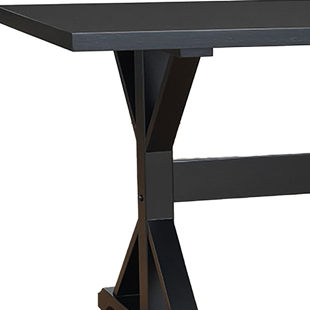 Black Solid Wood Trestle Base Dining Table By Homeroots | Dining Tables | Modishstore - 3
