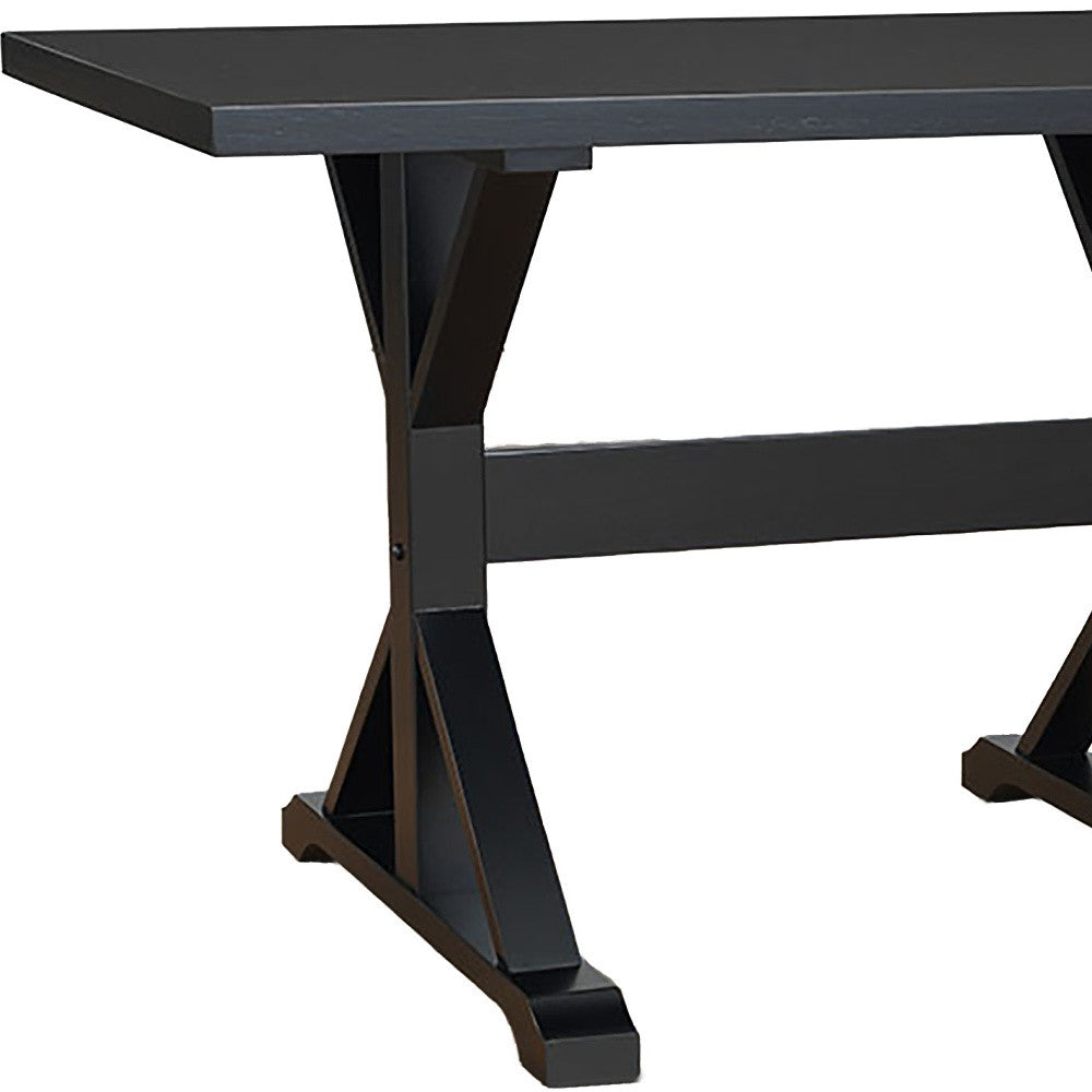 Black Solid Wood Trestle Base Dining Table By Homeroots | Dining Tables | Modishstore - 4