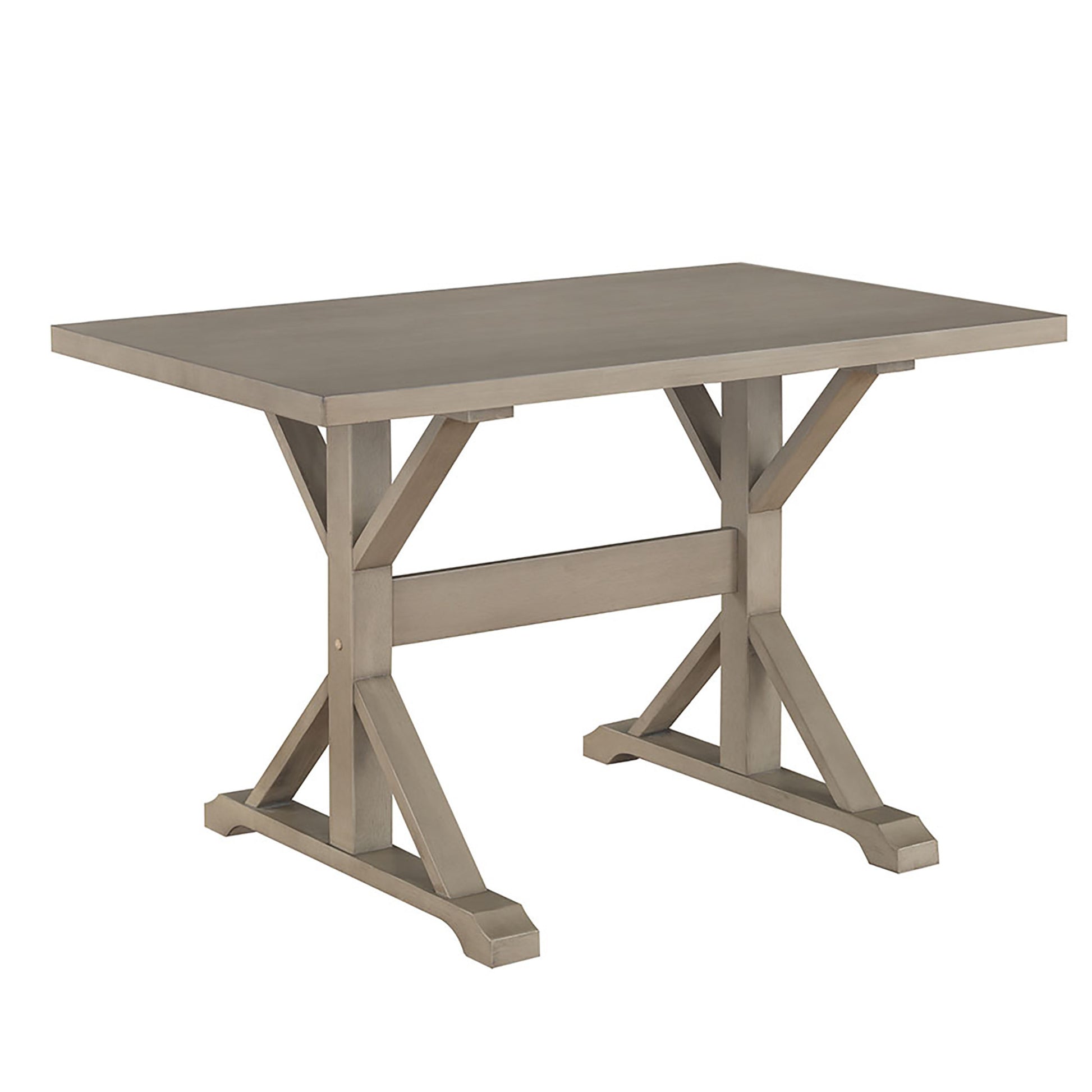 Gray Solid Wood Trestle Base Dining Table By Homeroots | Dining Tables | Modishstore - 2