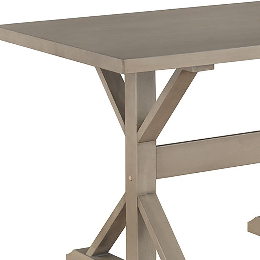 Gray Solid Wood Trestle Base Dining Table By Homeroots | Dining Tables | Modishstore - 4