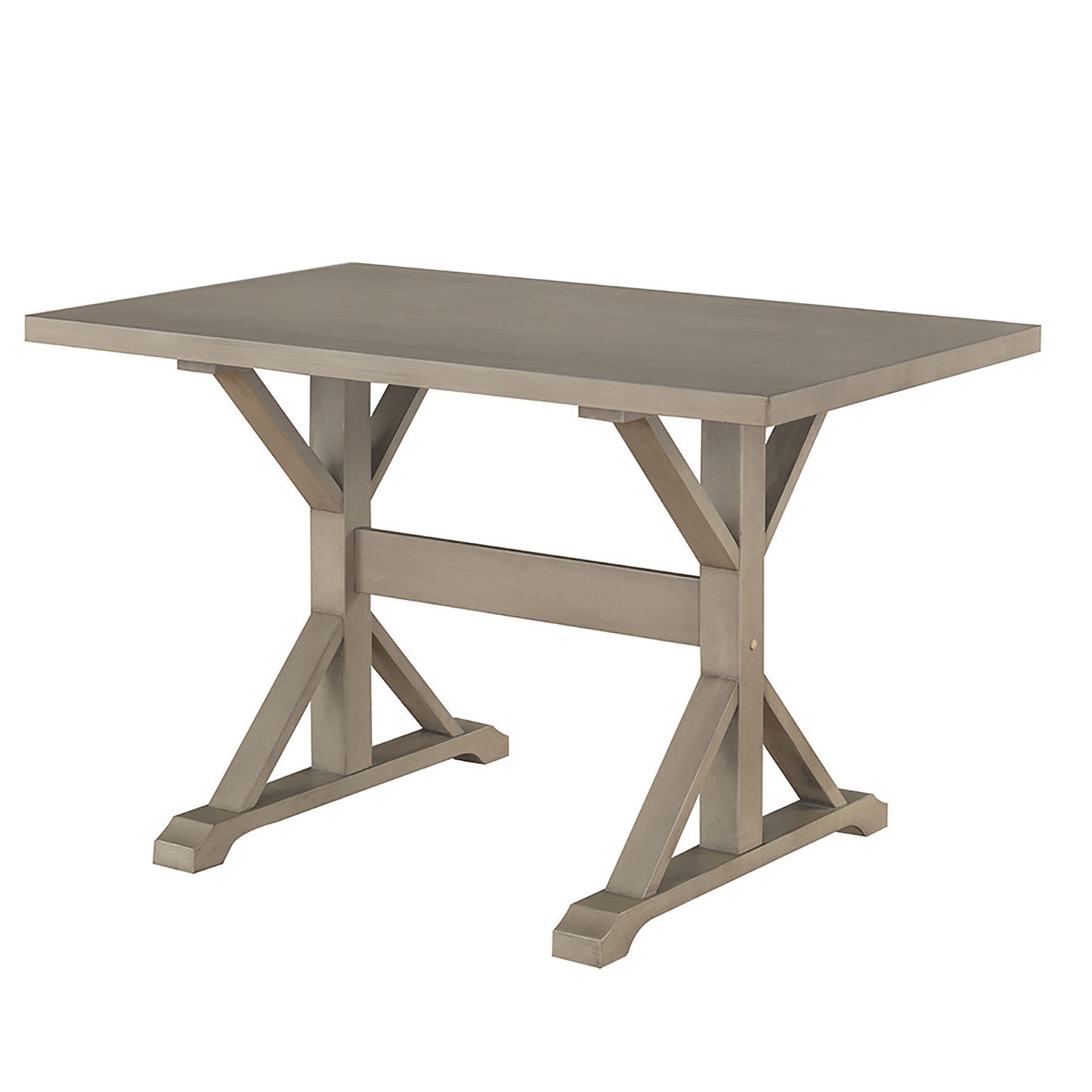 Gray Solid Wood Trestle Base Dining Table By Homeroots | Dining Tables | Modishstore - 3