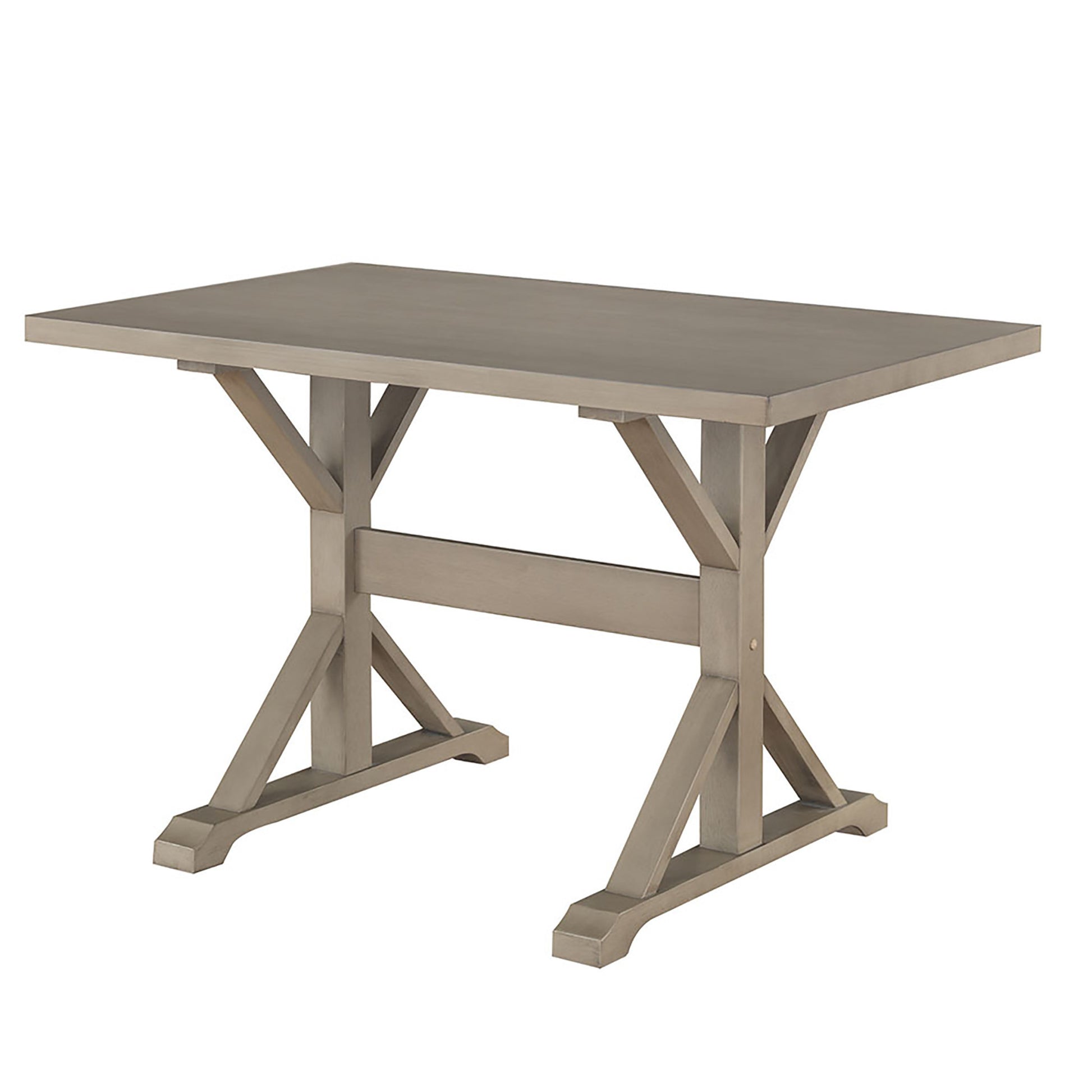 Gray Solid Wood Trestle Base Dining Table By Homeroots | Dining Tables | Modishstore - 3
