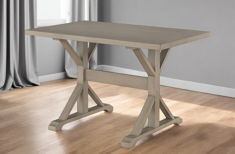 Gray Solid Wood Trestle Base Dining Table By Homeroots | Dining Tables | Modishstore - 1
