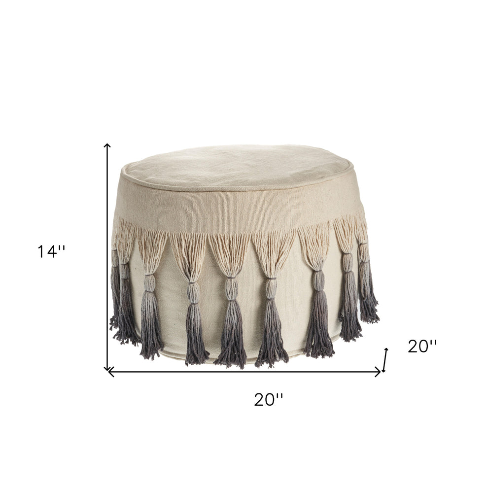 Beige 100% Cotton Ottoman By Homeroots | Ottomans | Modishstore - 5